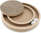 Catify Spin n' Scratch Interactive Cat Scratcher - Round | Corrugated Cardboard, Interactive Ball toys, Durable, Non-Slip, Indoor Furniture Protector, For Kittens and Cats