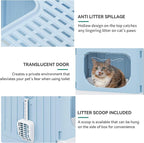 YITAHOME Large Enclosed Cat Litter Box w/Mat Scoop Blue Litter Box with Lid | Anti-Splash Kitty Litter Box with Lid & Pull-out Tray for Odor Control & Easy Cleaning, Front Entry Top Exit, Quick Assembly