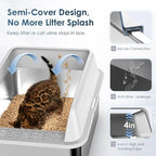 2PK Stainless Steel Litter Box with Lid, High Sided Sifting Litter Boxes for Pine Pellets, 17.3"x13.4"x10.5" Enclosed Metal Litter Box for Small Cats & Multi‑Cat Homes, Anti-Leakage, Easy Cleaning
