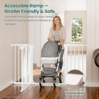 Cumbor 30-54" Extra Wide Baby Gate for Stairs, Auto Close Dog Gate White | Dual Lock Pet Gate Indoor, Easy Install Safety Gate for Doorways, Hallway & Kitchen, Easy Walk Thru Proofing for Babies & Pet