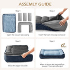 JOEJOY XL Orthopedic Dog Bed for Large Dogs Up to 80lbs - Extra Thick Foam Pet Bed Sofa with Bolster Sides, Large Sized Dog Bed with Removable Washable Cover, Non-Slip Bottom, Blue (42"x30")