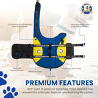 Dog Life Jacket — Premium Swim Vest with SafeChin Anti-Choke Collar | PAWS Aboard Blue & Yellow | RapidLift Rescue Handle, D-Ring, Reflective Trim | Boating, Kayaking, Pool | X-Small (6–15 lbs)