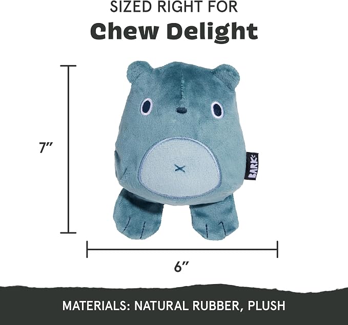 BarkBox Grey Bear Hugger Super Chewer Plush Toy | For Large Breeds - 2-in-1 Plush Exterior Hard Core