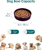 vancasso Slow Feeder Dog Bowl, 0.6 Cup Ceramic Slow Feeding Food Dish for Small Breed, Puzzle Dog Food Bowl for Fast Eater, Dark Purple