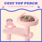 Allewie 55.5 in Cat Tree for Indoor Kitties/Soft Plush Perches/Multi-Level Cat Tower/Sisal Scratching Posts/Crescent Plates/Round Jumping Board/Hanging Ball/Pet Activity Center/Pink
