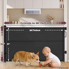 Retractable Baby Gates for Doorway, 58" Wide Mesh Dog Gate for Stair | 34" Tall Toddler Pet Gate Extra Wide Indoor and Outdoor, Easy Install, Essential for Home Safety, Black