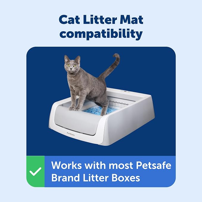 PetSafe Anti-Tracking Cat Litter Mat, Large 30 x 40 in | 30 x 40 in, Durable Mesh Trapping Mat for Crystal & Clay Clumping Cat Litter, Leakproof Double-Layer Backing, BPA-Free
