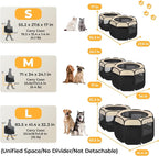 EighteenTek® 2-in-1 Pop Up Cat Playpen, Assembly-Free Dog Puppy Pet Playpen, Indoor Outdoor Cats Enclosed, Cat Tent House Crate Cage, Portable & Foldable Playpen for Kittens(No Divider, Unified Space)