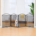 Malier Metal Freestanding Dog Gates with Door, Outdoor Indoor Dog Fences, Extra Wide Foldable Puppy Gate for Stairs, Hallways, Yard (Black, 96''W × 32''H【4 Panels】)