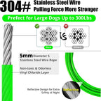 jenico Dog Tie Out Cable, 10/15/20/30/40/50/70/100/150FT Runner Cable with Swivel Hook and Shock Spring, Dog Leash Run Tether for Yard Outdoor and Camping,for Small to Medium Pets Up to 500 LBS