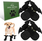 EXPAWLORER Halloween Anti Slip Dog Socks to Prevent Licking Paws, Boots & Paw Protectors with Grippers,Doggie Booties for Hardwood Floors for Small Medium Large Senior Dogs Costume Black Devil Wings S