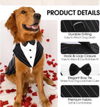 Kuoser Dog Tuxedo, Dog Suit and Bandana Set, Dogs Costume with D-Ring | Formal Dog Outfit with Detachable Bowtie Collar for Wedding, Birthday, Party, Christmas, Halloween, Black Strips L