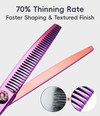 Professional Dog Grooming Scissors Pet Curved Chunker Shears 7.0'' Extremely Sharp Blades 440C Steel Thinning Scissors Durable Smooth Motion&Fine Cut for Dogs and Cats