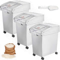 VEVOR Ingredient Bin, 5.2 Gallons Capacity Ingredient Storage Bin, 3 Pcs/Set, PP Material Flour Bins On Wheels, White Shelf Ingredient Bin with Scoop and Sliding Lid, Commercial Storage Bins