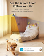VIRTAVO AI Pet Camera Indoor with Phone App for Dog, Cat, Puppy, Dual-Lens | 360° Auto Tracking & Pet Calling, No Subscription, Wi-Fi 6 (5GHz/2.4GHz), Apple Watch & Alexa Compatible