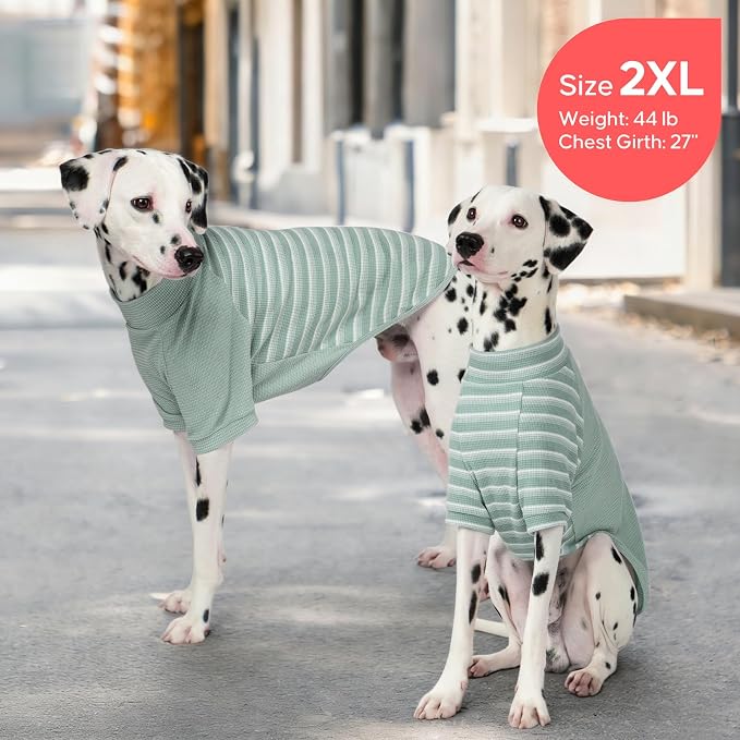 KYEESE 2Pack Waffle Dog Shirt with Sleeves Soft Striped Dog Sweater | Turtleneck, Cozy Warmth. Lightweight & Breathable, Gentle on Sensitive Skin, Free to Move, Comfortable Daily Wear