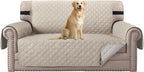 H.VERSAILTEX Loveseat Protector for Dogs/Pets Loveseat Slipcover Quilted Furniture Protector with Non Slip Elastic Strap Water Resistant Loveseats Seat Width to 46"(Loveseat, Pale Oak)