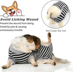 2 Packs Breathable Cotton Dog Recovery Suit for After Neuter Spay Abdominal Wounds Protector, Professional Anti-Licking Onesies for Male Female Pets Surgery Bandages, 2XL Striped Black Grey