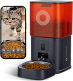 Automatic Cat Feeder with Camera: 6L Automatic Dog Feeder with 2-Way Audio Night Vision Dual Power Supply App Control 2.4G WiFi, Timed Auto Cat Food Dispenser with Stainless Steel Bowl(Black)