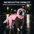 Full-Body Dog Raincoat with Detachable Hood, Waterproof Reflective Dog Rain Jacket with Tail Cover, Adjustable Fit and Leash Portal for Rainy Walks, Cherry Blossom Pink, Large