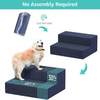 YENING Large Dog Stairs for High Beds - Extra Wide Pet Steps for Large Dogs to Get on Tall Bed 3 Deep Step Cat Ramp for Couch 2 Steps Navy Blue