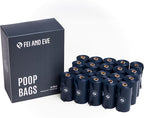 Fei & Eve Dog Poop Bags 20 Rolls, Extra Thick 25 Micron & 100% Leak-Proof | Unscented, Full Blackout & Odor-Locking, Stretch Resistant, Easy to Tear off, Waste Bags