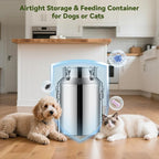 Newget 21lb Stainless Steel Dog Food Storage Container with Scoop | Airtight Seal, Hangable Lid for Easy Access, Scoop Included, for Cat Food, Bird Seed, Rice, Grain, Pantry Storage