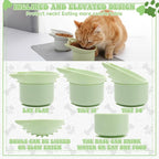 2 Pack Slow Feeder Cat Bowls Silicone Tilted Raised Pet Bowl with Non Slip Base for Digestion Anti Vomit, Gray, Green