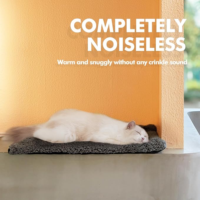 Self Warming Cat Bed Self Heating Cat Dog Mat Pad 29 x 18.9 in Extra Warm | Non Electric, Self Heated Cat Bed for Indoor Outdoor Pets, Removable Washable Cover, Non-Slip Bottom, Noiseless, Dark Grey