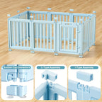 Dog Playpen, Clear Dog Pen, Dog Pen Indoor, Easy to Install and Remove Dog Play Pen, Puppy Playpen Suitable for Dogs, Cats,Dog Playpen Indoor (Blue, 30.3 inch Height, 10 Panels)