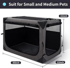 Zikopomi 30 Inch Portable Travel Dog Crate, 3 Door Collapsible Soft Pet Kennel with Durable Mesh Windows for Small and Medium Dogs, Foldable Dog Cage with Storage Pocket for Outdoor (Dark Grey)