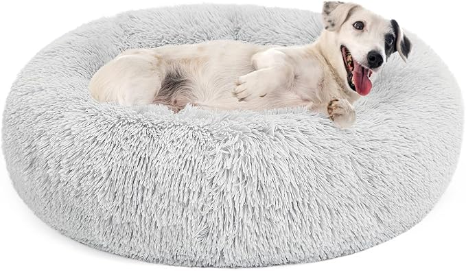 MIXJOY Orthopedic Dog Bed Comfortable Donut Cuddler Round Pet Beds Ultra Soft Washable Dog and Cat Cushion Bed (30'', Grey)