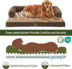 Waterproof Orthopedic Dog Bed for Extra Large Dogs, 45x35in, Brown | Orthopedic Foam Eases Joint Pressure, Bolsters Supports Head And Neck, Washable Pet Beds, Removable Cover, Non-Slip Bottom