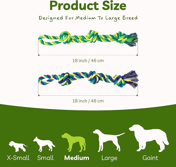 SHARLOVY Dog Rope Toy for Medium Dogs, 2 Pack Heavy Duty Dog Chew Toys for Aggressive Chewers, Interactive Tug of War Dog Toys for Medium to Large Breed
