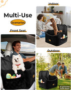 Dog Car Seat for Small/Medium Dogs, Detachable Washable Dog Booster Car Seat Under 35lbs, High-Support Memory Foam,Travel Bed with Storage Pockets