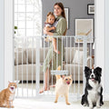 SHYUJAJIE 37 Inch Tall Baby Gate with Small Cat Door | Adjustable 29.55"-46.06 "Wide,Auto Close Dog Gate Easy Walk Thru Pet Gate for Stairs, Doorway, House, Pressure Mounted