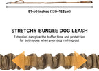 EXCELLENT ELITE SPANKER Tactical Military Bungee Nylon Dog Leash Adjustable | Adjustable No Pull Leads Rope Quick Release with 2 Control Handle heavy duty durable for training huntingfor medium large dog