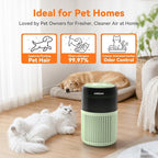 AIRROMI HEPA Air Purifier for Bedroom&Home,Pet Air Purifier for Home Pets,Removes Pet Odor,Cat Litter Smell,Dust,Smoke&Allergies,Quiet Room Air Purifier with Scents,360°Air Cleaner,A2005 Green