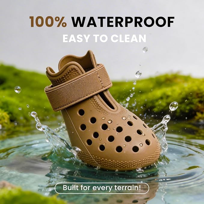 Dog Shoes for Hot Pavement - Comfortable Paw Protection for Medium & Large Dogs, Adjustable Strap & Non-Slip, Easy-Clean, Outdoor Sports Boots, Dog Booties for Summer Rain (Brown, L)