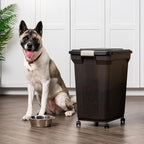 IRIS USA Dog Food Storage Container, Up to 58 lbs, Smoke Black, Made in USA | Wheels for Mobility, Airtight Seal, BPA-Free, Best for Bird Seed, Cat food, Cat Litter, Chicken Feed, Pellets