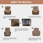 Easy-Going 100% Waterproof Recliner Chair Cover，1-Piece Recliner Slipcover | Dual Waterproof Couch Cover for Recliner，Leakproof Furniture Protector for Kids Pets Dog Cat Daily Stain, Camel