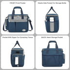 Dog Travel Bag for Pet Kit for Supplies with 2 Food Storage Containers 2 Collapsible Bowls 1 Feeding Mat 1 Dog Treat Pouch 7-Piece Set Perfect Road Trips Camping Weekend (Navy Blue)