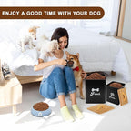Dog Treat Container 2PCS, Dog Food Storage Container with Lids Airtight, Dog Treat Jars for Kitchen Counter-7+3Lbs, Small Dog and Cat Cookie Jar for Storage, Pet Treat Container (Upgraded) Black