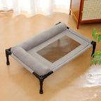 Elevated Dog Bed with Breathable Mesh Hammock, Heavy Duty Steel Frame Raised Indoor Outdoor Dog Bed for Large Cats, Medium & Small Dogs, 25.98"x17.72" Up to 140lbs, Gray