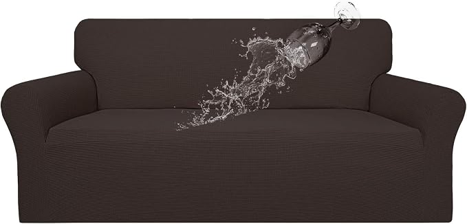 Easy-Going 100% Waterproof Couch Cover, 3 Cushion Couch Slipcover for Sofa | Leakproof Sofa Cover, Stretch Jacquard Furniture Protector Against Stain Spill from Kids, Pets, Dog (Sofa, Chocolate)