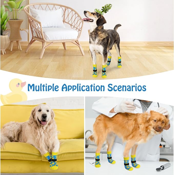 SCENEREAL Anti Slip Dog Socks to Prevent Licking Paws for Hardwood Floors | Double Sides Dog Shoes Boots & Paw Protectors for Hot/Cold Pavement, Dog Grippy Booties for Small Medium Large Senior Dogs