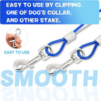 Dog Tie Out Cable and Stake 32/16/10 ft Outdoor, Yard and Camping, for Medium to Large Dogs Up to 125 lbs, 16" Stake, 32/16/10 ft Cable with Durable Spring and Metal Hooks for Outdoor