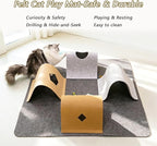 Cat Tunnel Mat for Indoor,4-Way Felt Cats Play Mat Cat Cave for Hide & Seek | Furphoria 39.4" Large Cat Activity Play Mat with 6 Pcs Toys Set Interactive Cat Enrichment for Kitten Tunnel (Grey)