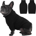 IECOii Dog Sweaters for Medium Dogs Girl Boy,Holiday Knit Doggy Sweatshirt with Sleeve,Turtleneck Thick Warm Dog Sweaters for Winter,Pullover Knitwear for French Bulldog,Boston Terrier (Black, L)
