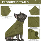 Queenmore Small Dog Pullover Sweater, Cold Weather Cable Knitwear, Classic Turtleneck Thick Warm Clothes for Chihuahua, Bulldog, Dachshund, Pugl,OliveGreen,L
